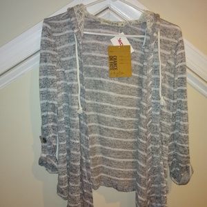 Sweater Button Up Sleeve and Crochet Hood